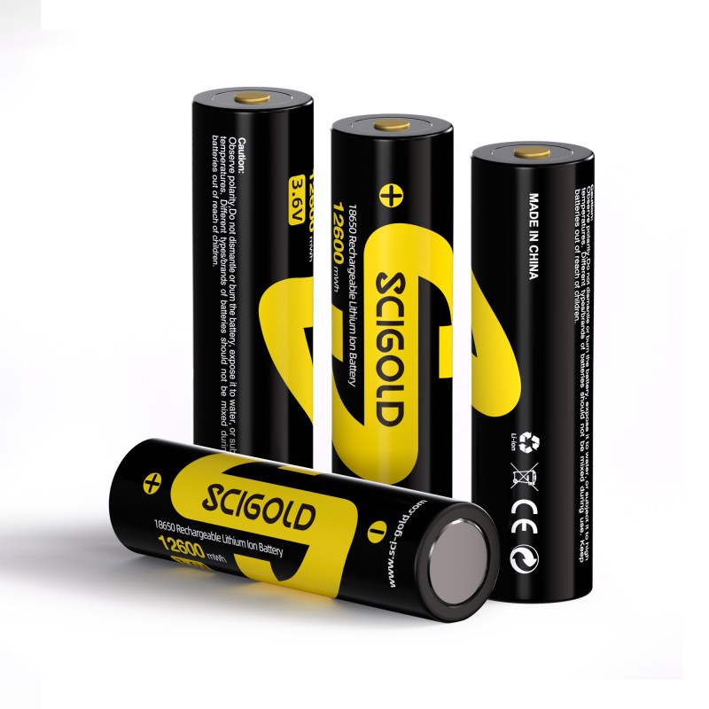 4pcs 18650 12600mWh Scigold Rechargeable Batteries