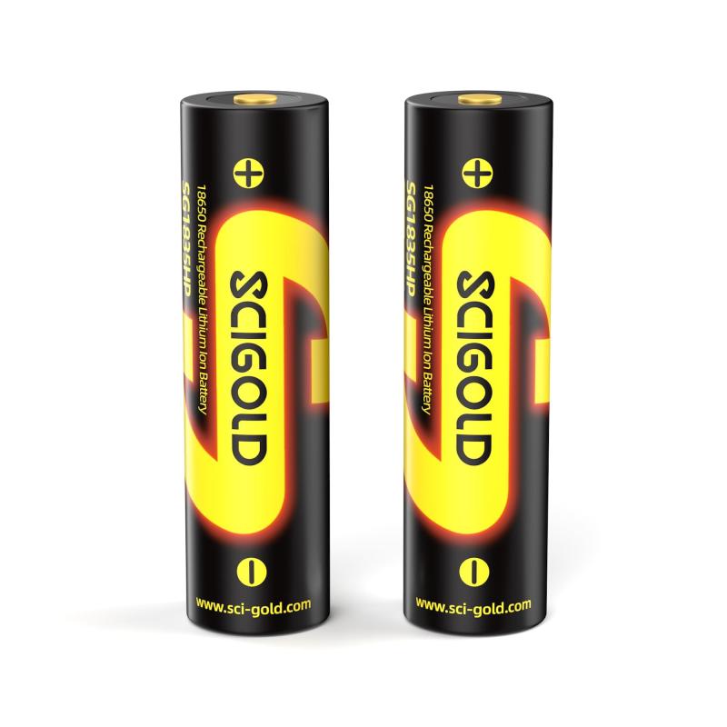 2Pcs Scigold 18650 3500mAh 8A High Performance Rechargeable – Protected Button Top Battery