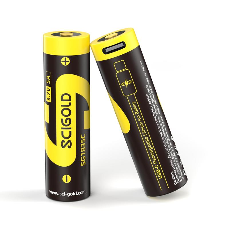 2Pcs Scigold 3500mAh USB-C 18650 Rechargeable Battery