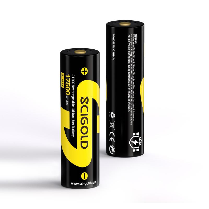 2pcs Scigold 21700 17500mWh-Protected Button Top Battery